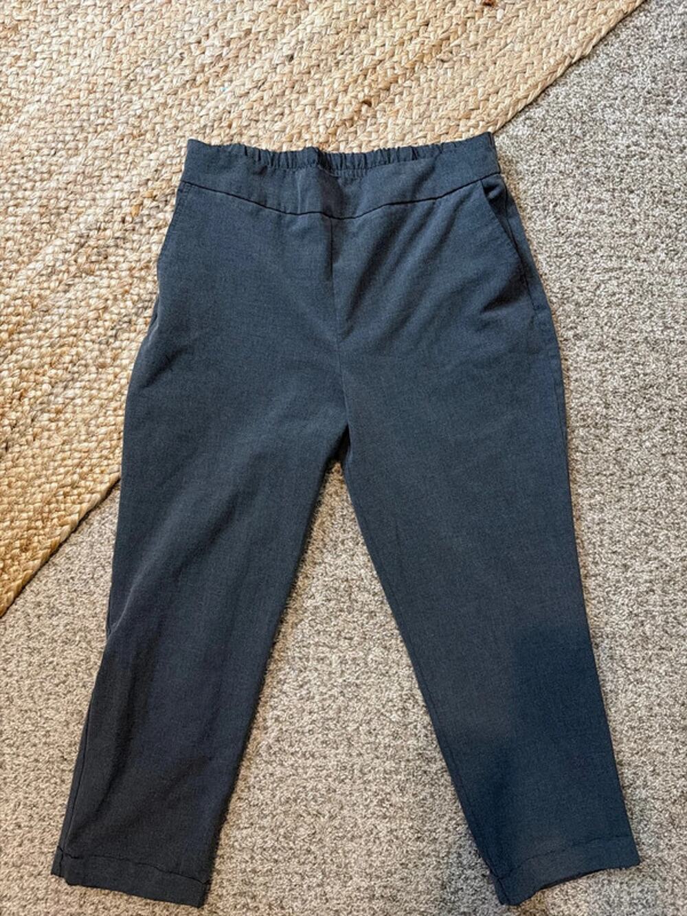 Rachel Zoe pull on pants gray cuff 14 3087